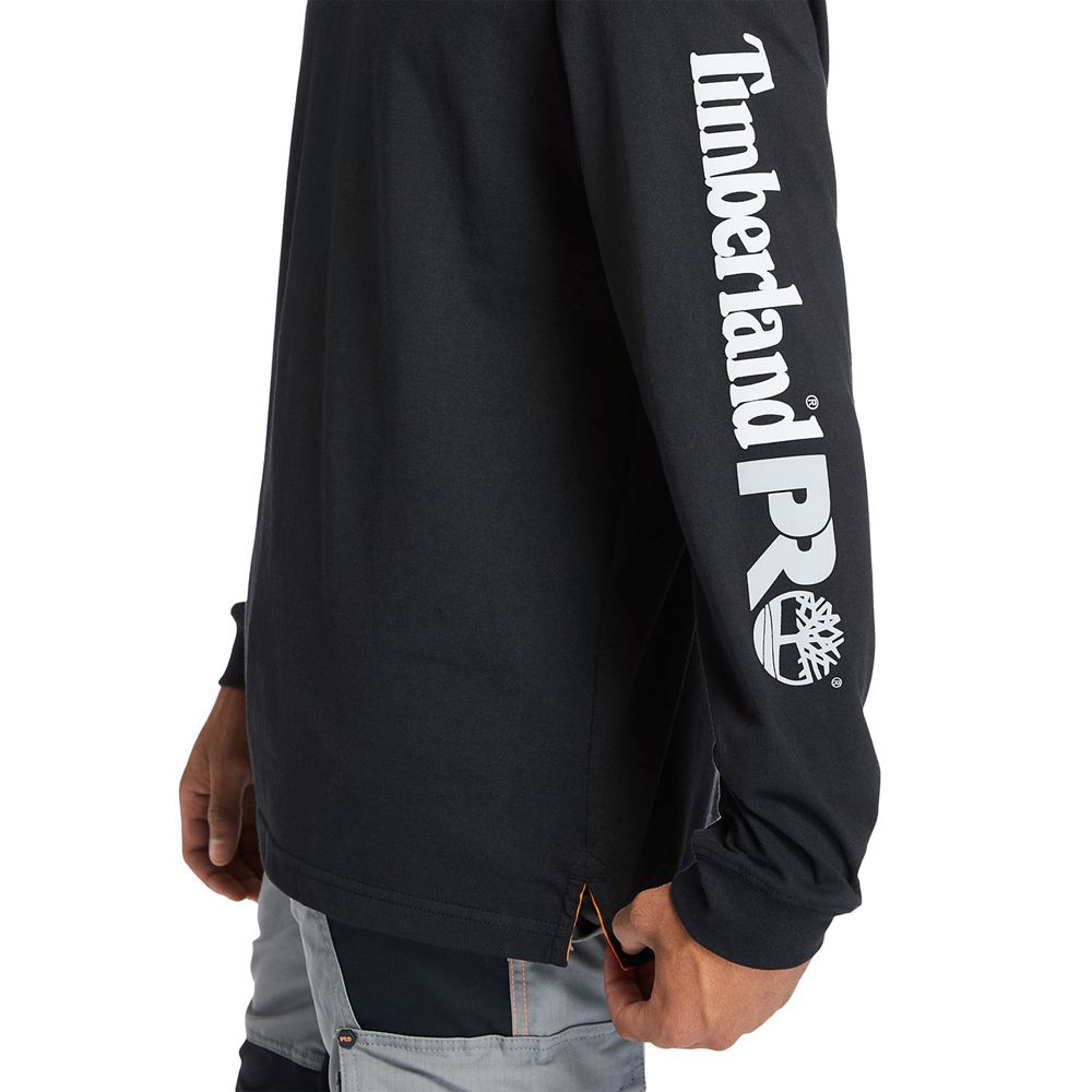 Timberland Mens T-Shirts PRO® Logo Sleeve Base Plate Wicking - Black - India HZ0854739